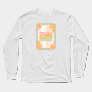 Retro Groovy Quote Spread Kindness with Flowers Long Sleeve T-Shirt